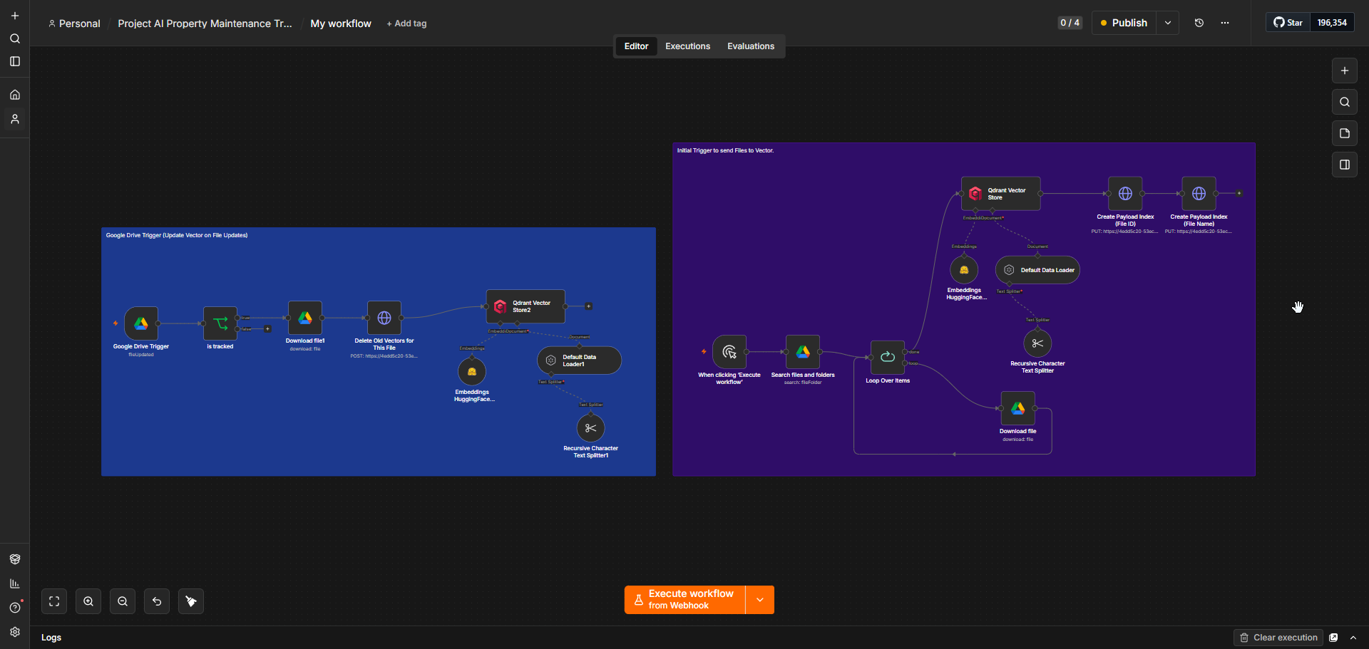 RAG retrieval step in the n8n workflow