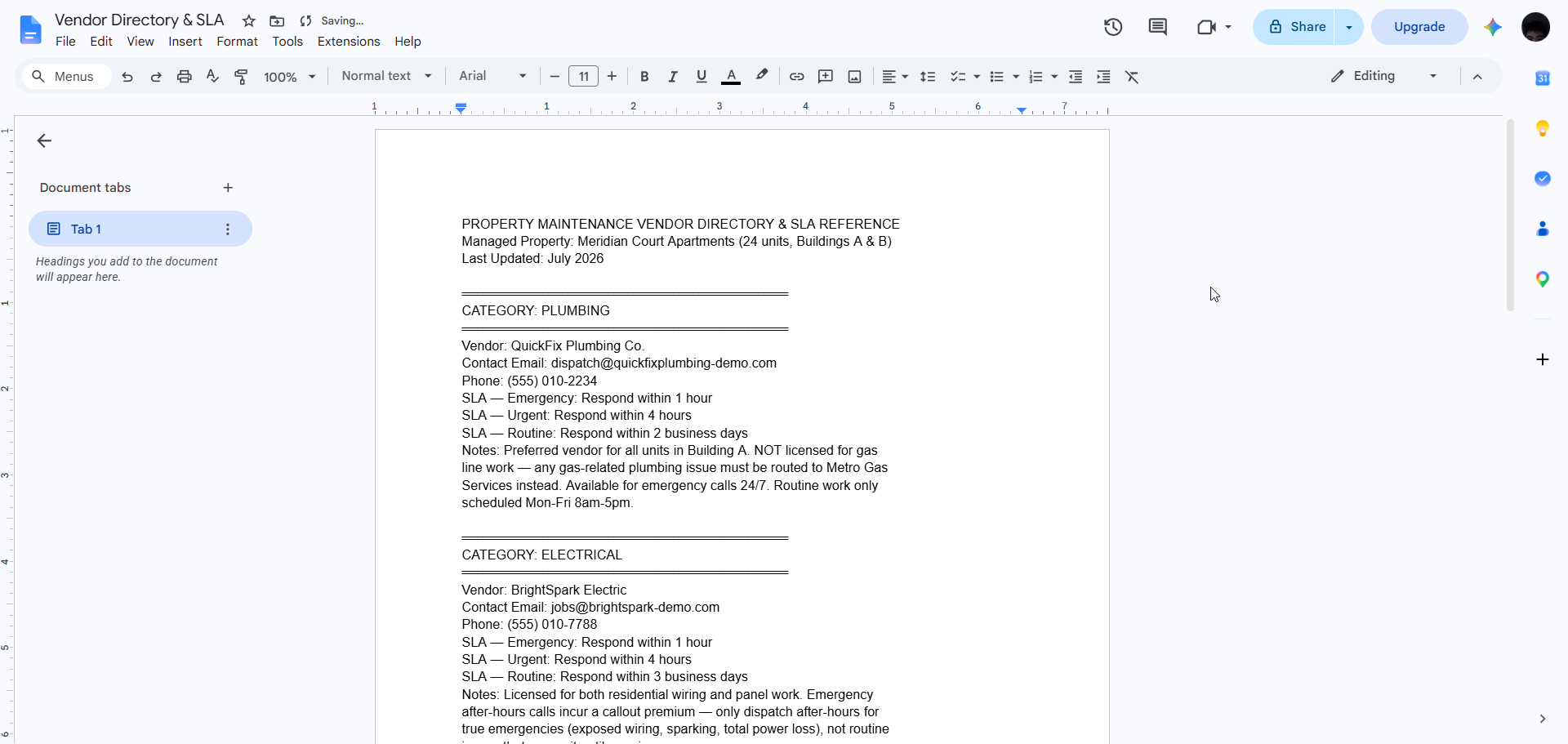 Sample knowledge base document used to ground the AI via RAG